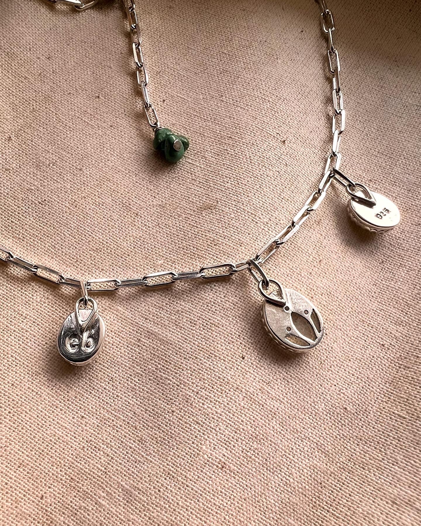 Dendritic Agate & Olive Jade Charm Necklace