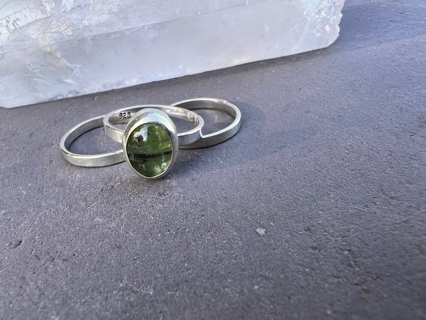 Green Kyanite Set of 3 Stacking Rings, Size 5.25