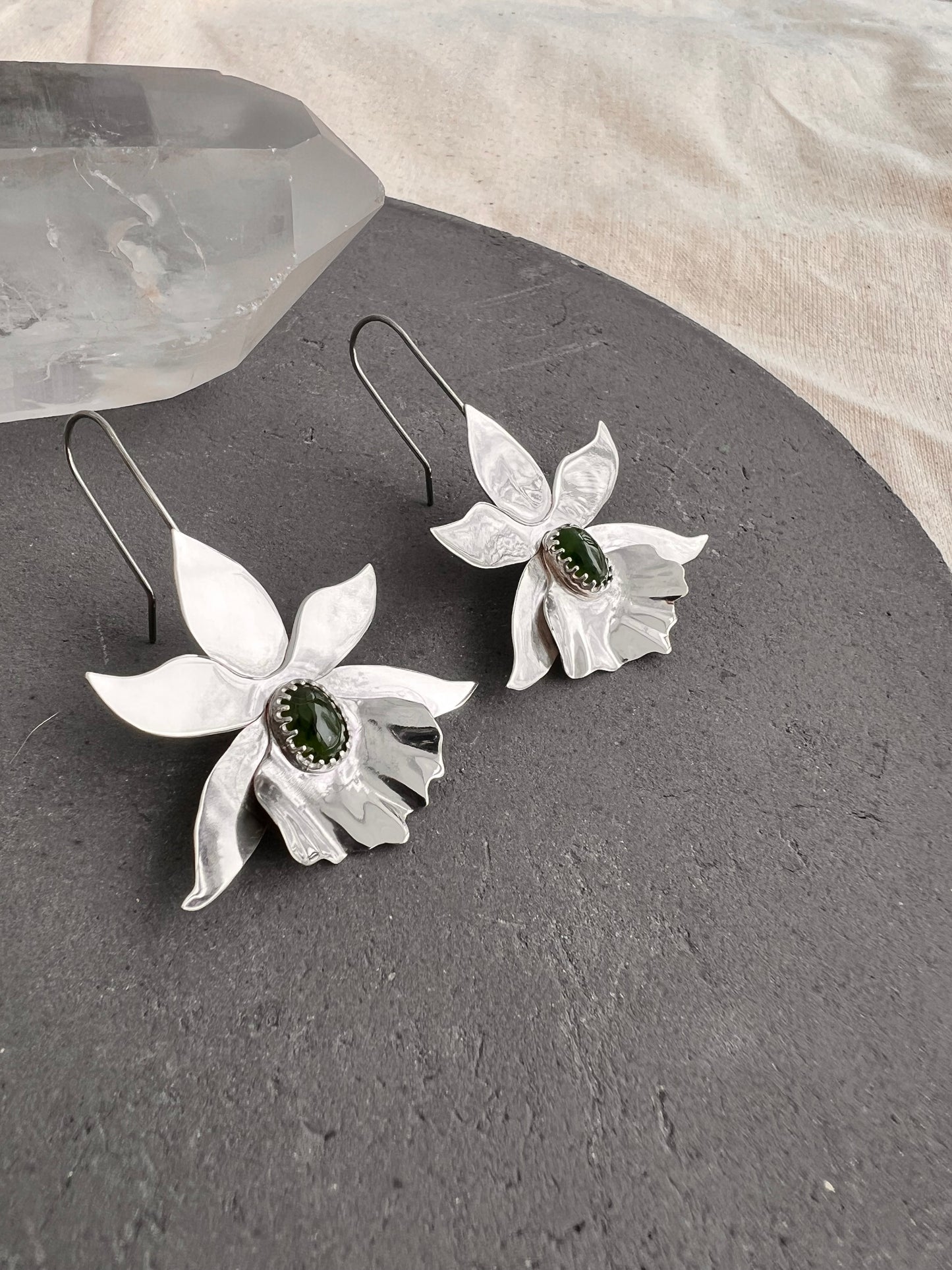 Jade Orchid Dangler Earrings