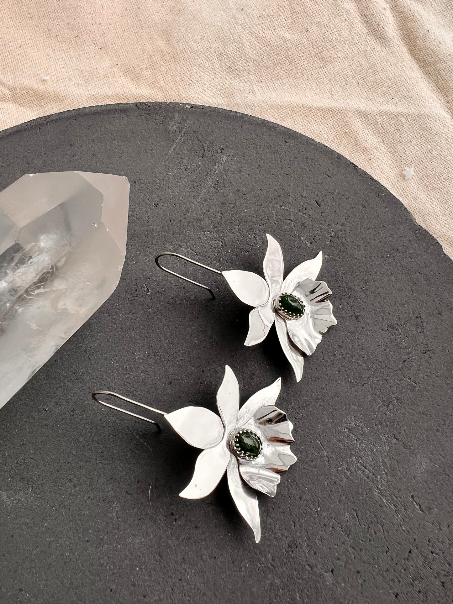 Jade Orchid Dangler Earrings