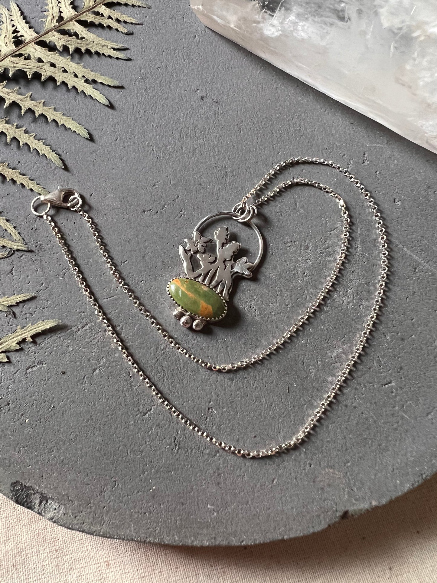Royston Turquoise Wildflower Pendant (w/ chain)