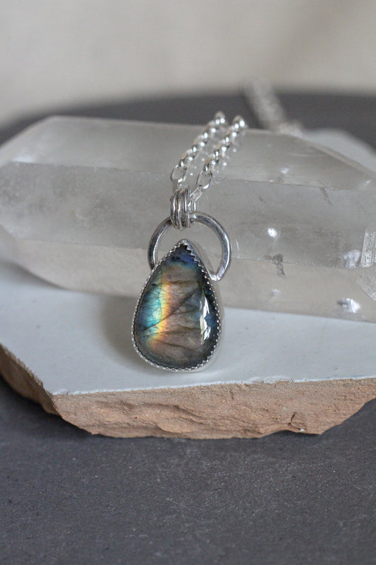 Sunset Labradorite Halo Necklace