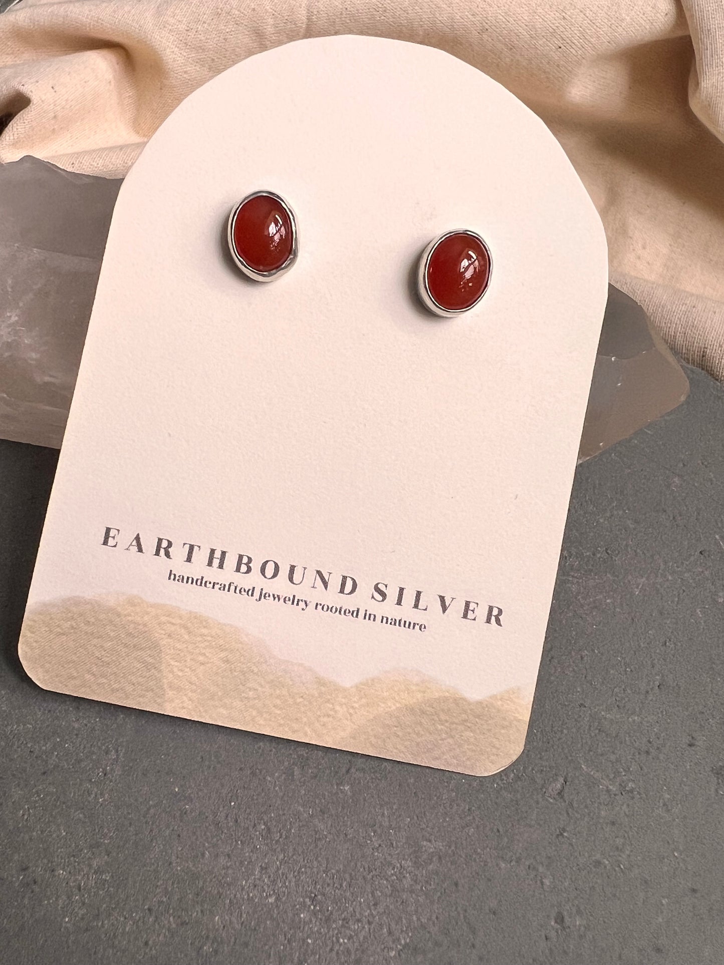 Carnelian Sterling Silver Stud Earrings