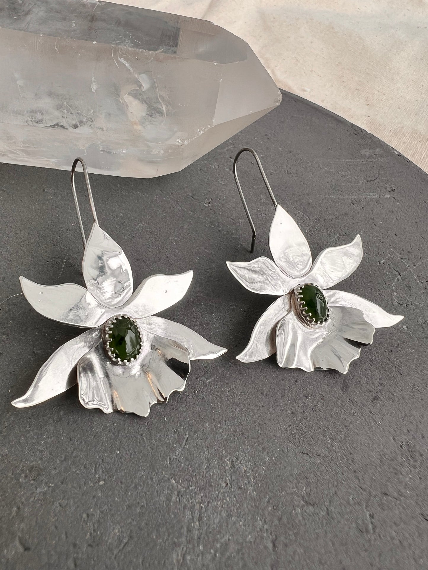 Jade Orchid Dangler Earrings
