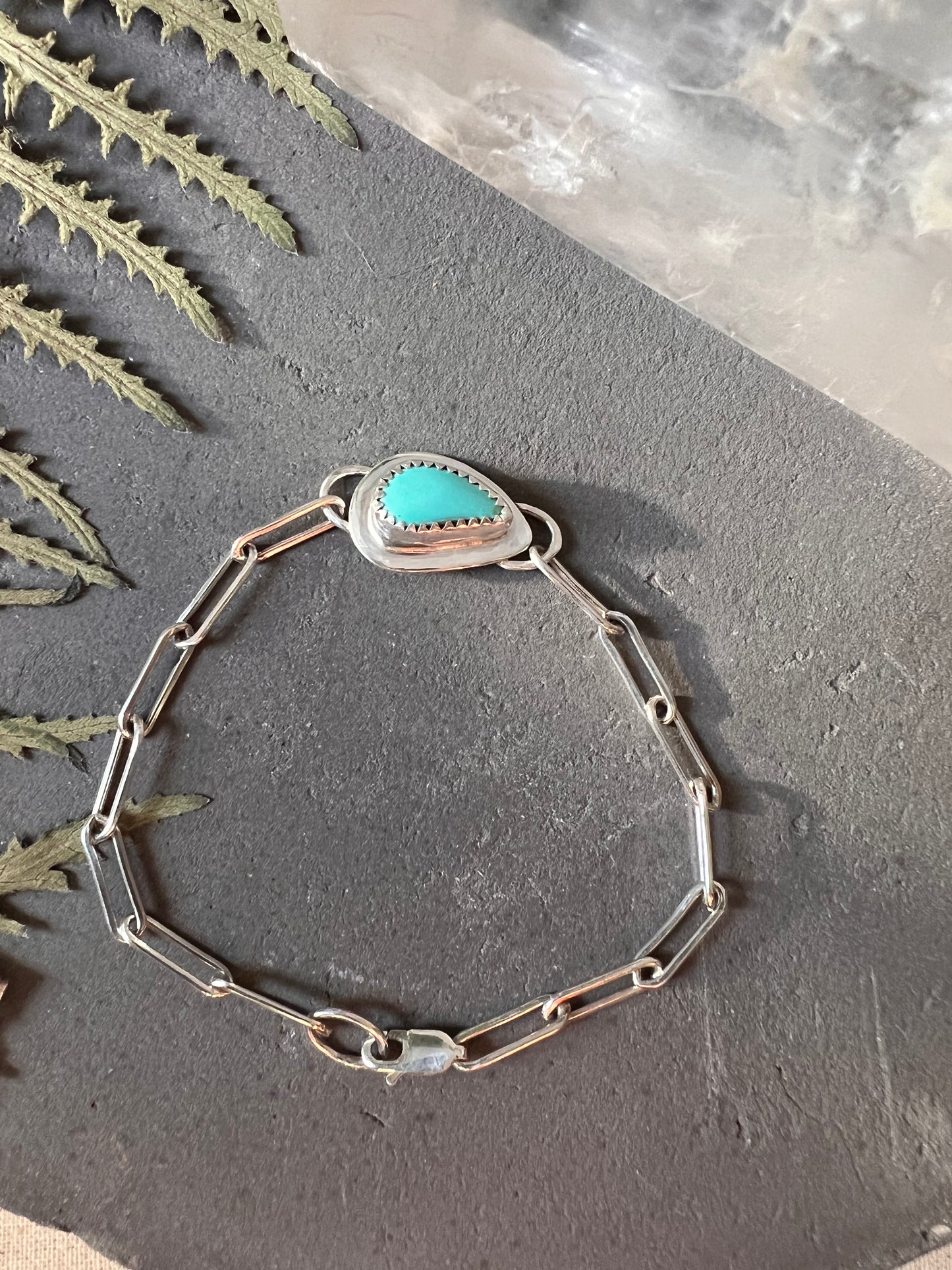 Carico Lake Turquoise Paperclip Chain Bracelet