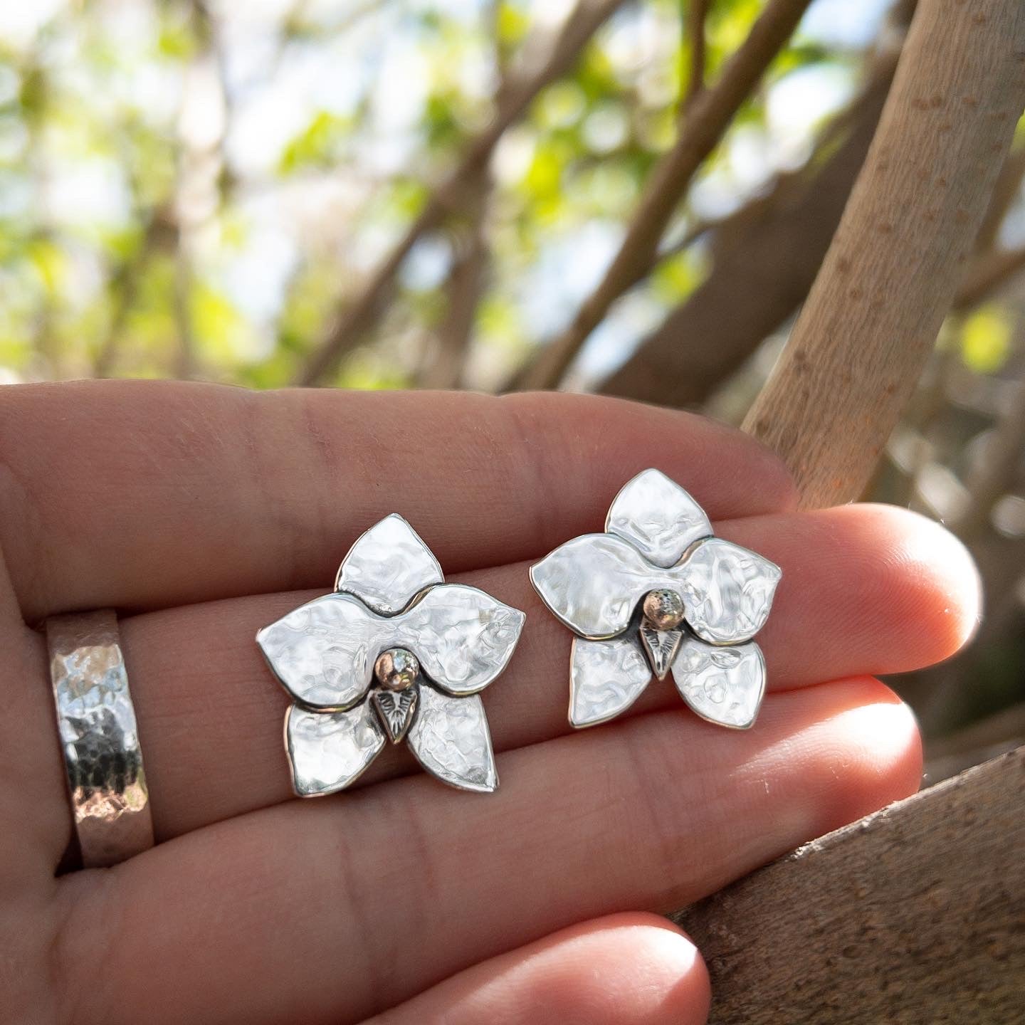 Mini Moth Orchid Sterling Silver Stud Earrings