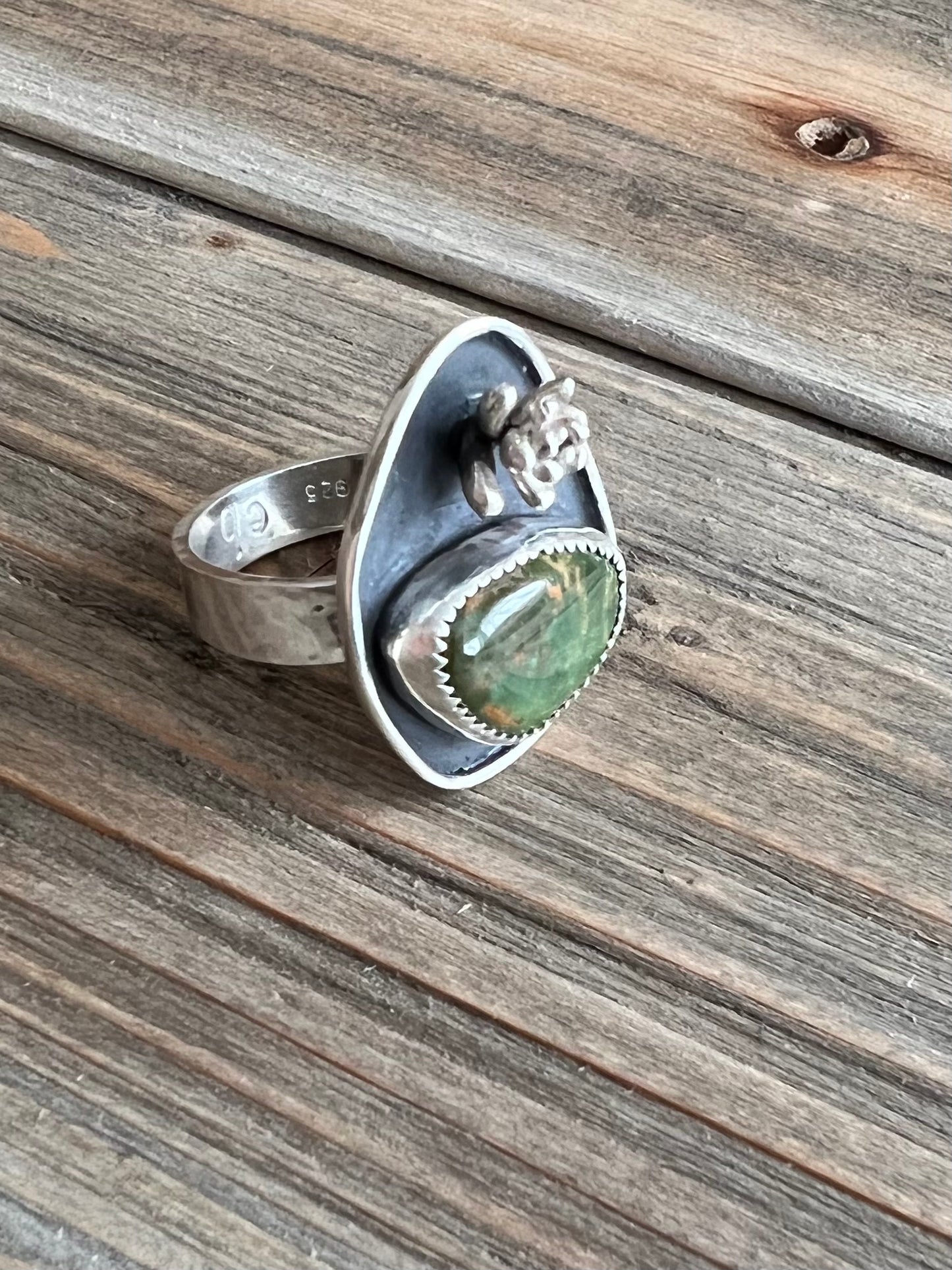 Royston Turquoise Succulent Ring, Size 8.5