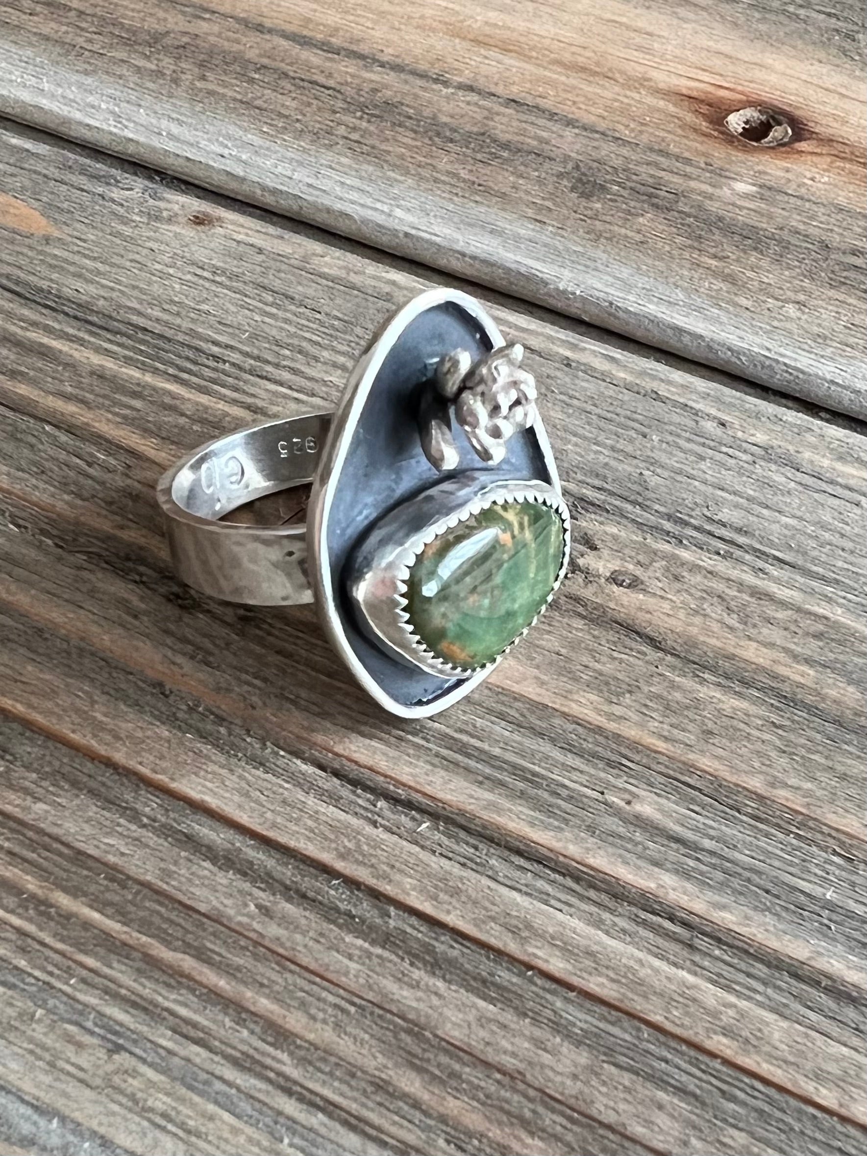 succulent ring Royston Turquoise Succulent Ring, Size 8.5