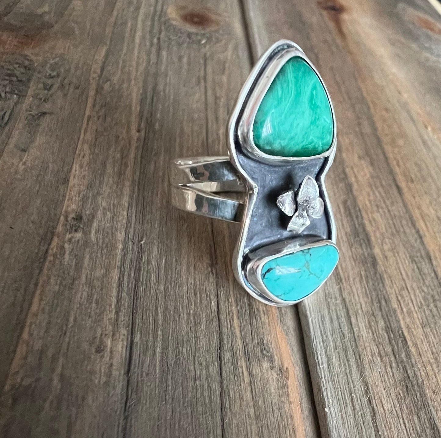 Multi-Turquoise Succulent Ring, Size 7
