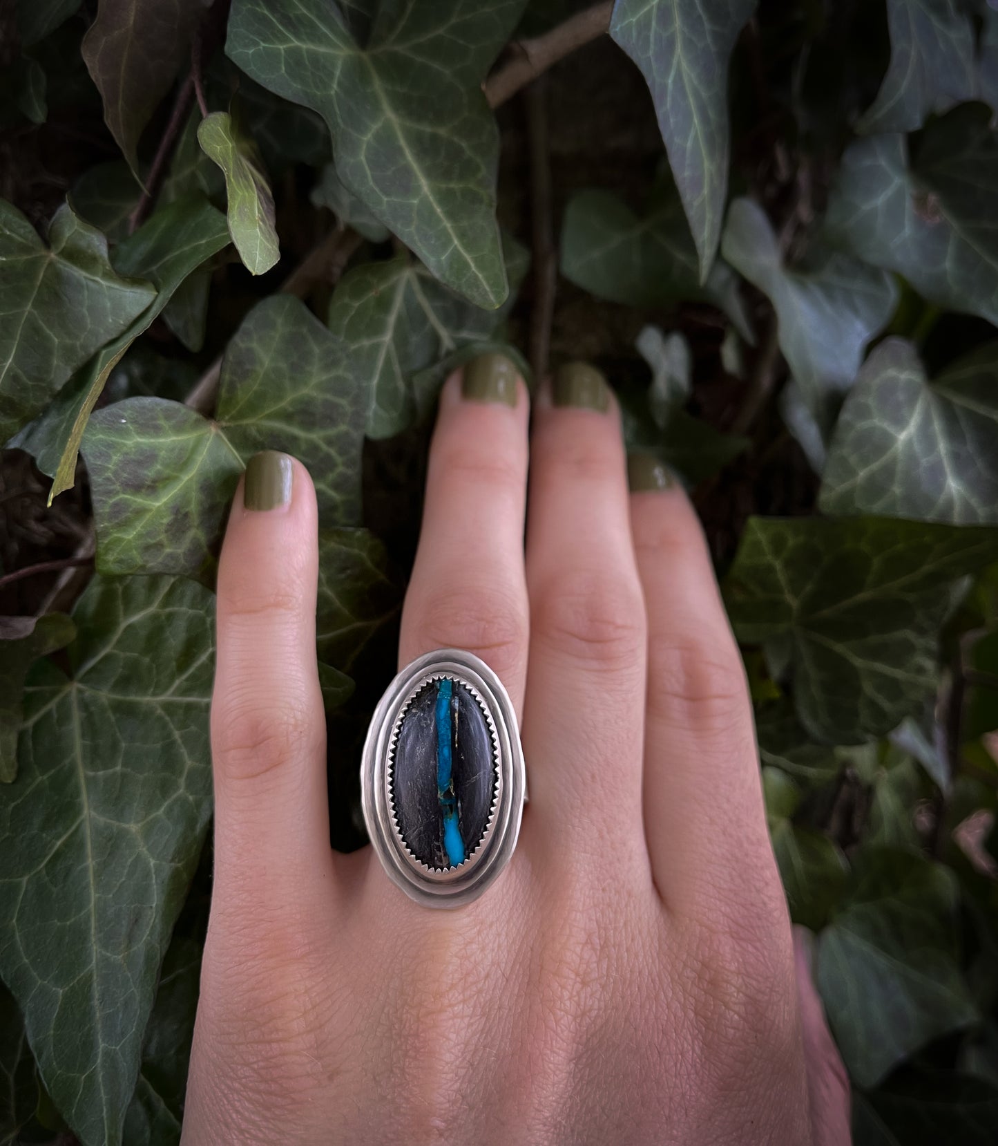 Blue Moon Turquoise Ring, Size 6.5