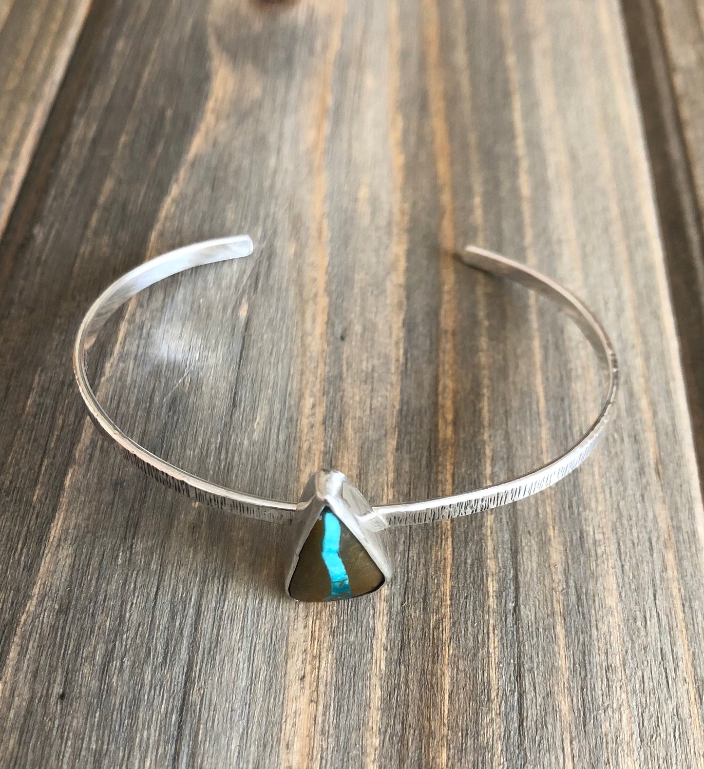 Royston Ribbon Turquoise, Textured Sterling Silver Cuff